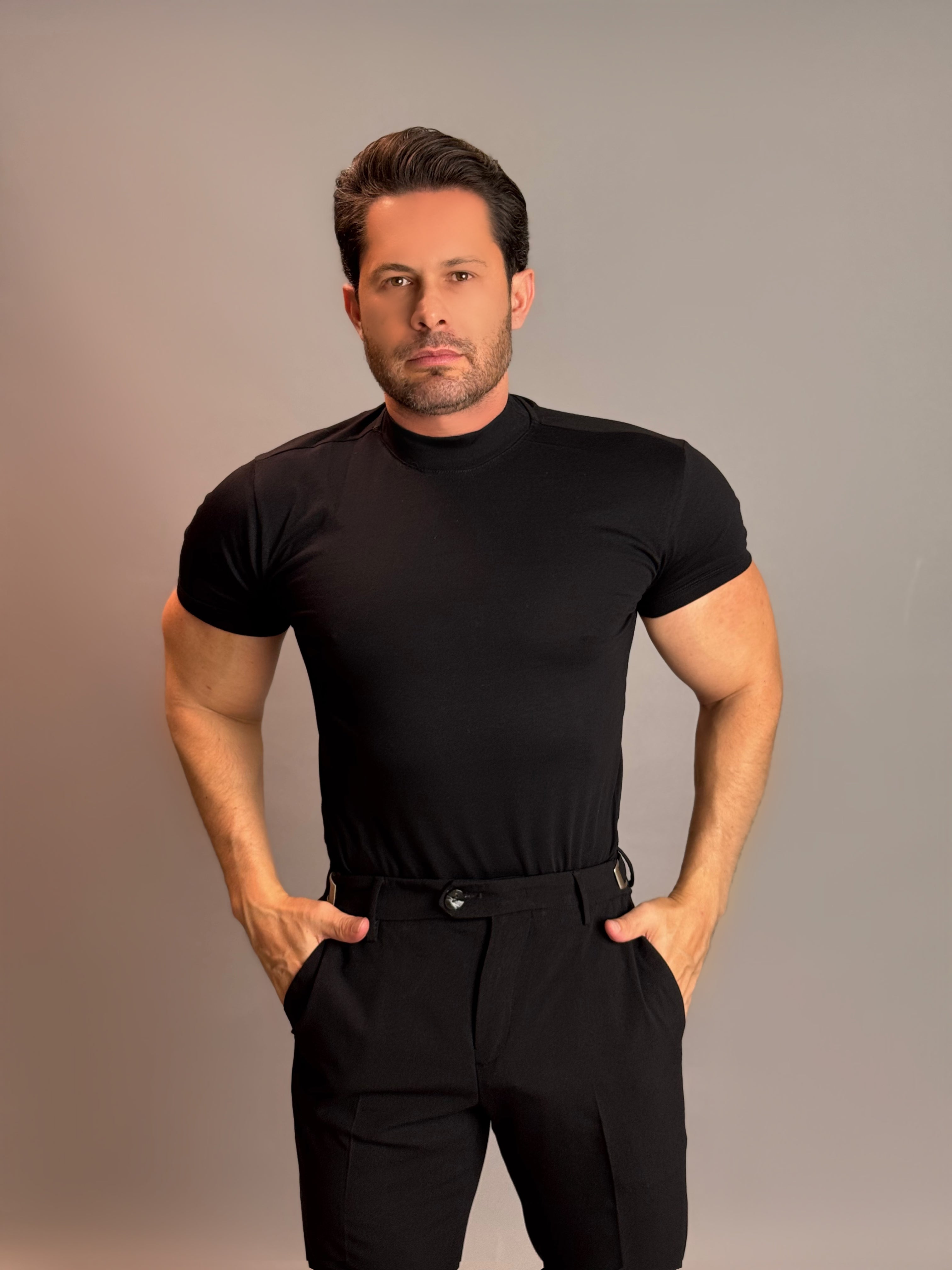 T-Shirt Masculina Gola Alta Techno Cotton