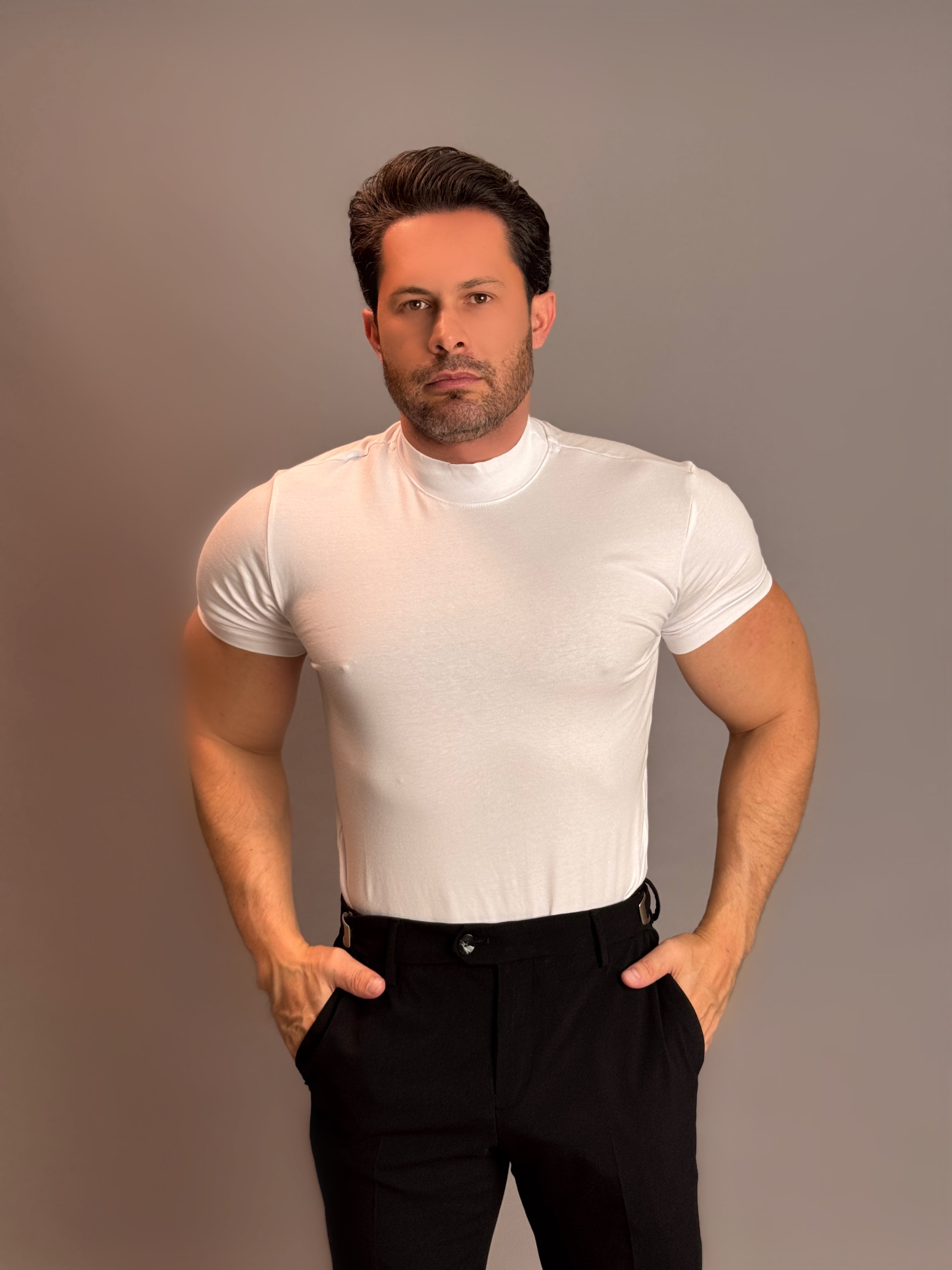 T-Shirt Masculina Gola Alta Techno Cotton