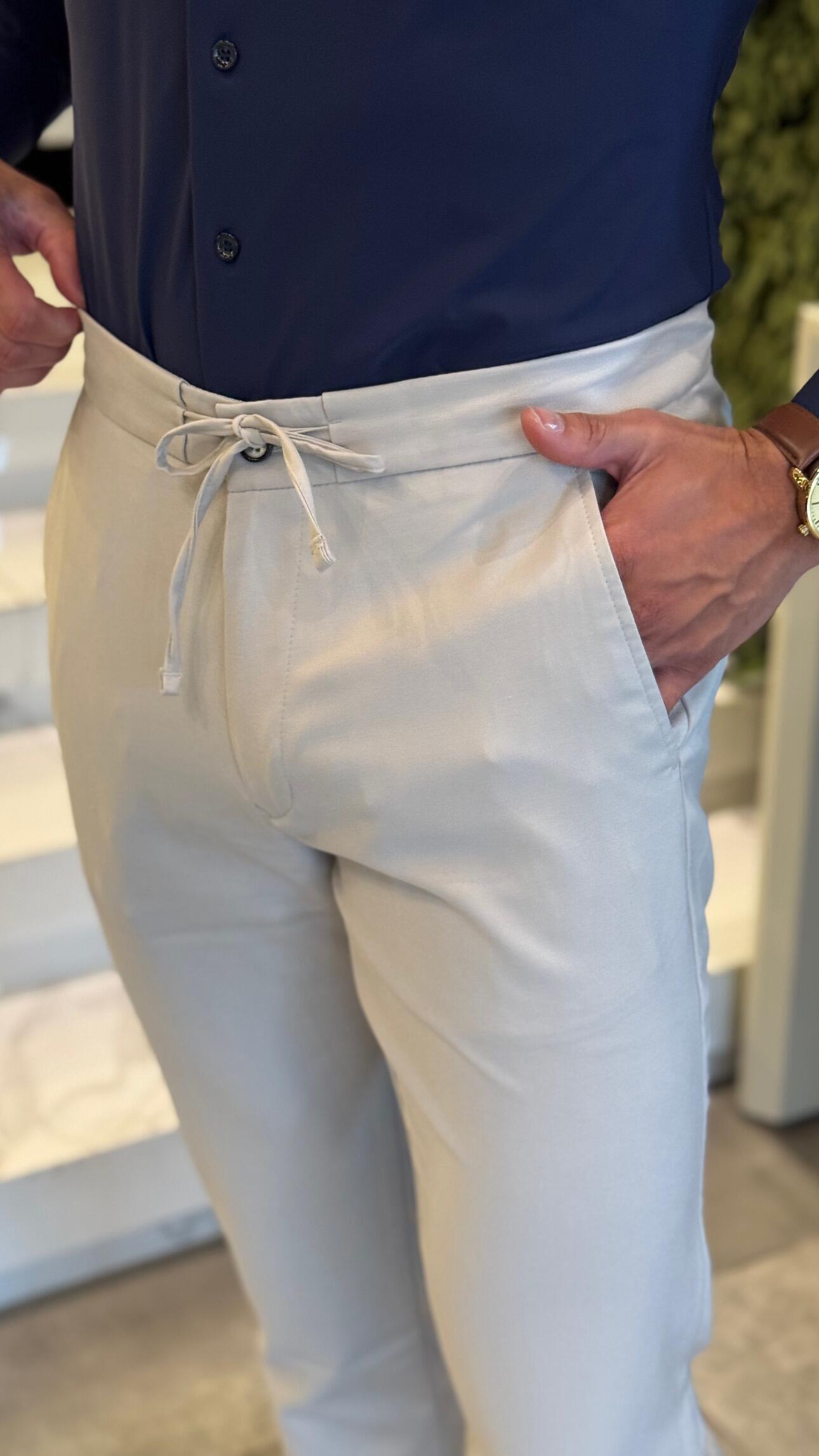 Calça Masculina Slim com Cadarço - Stretch