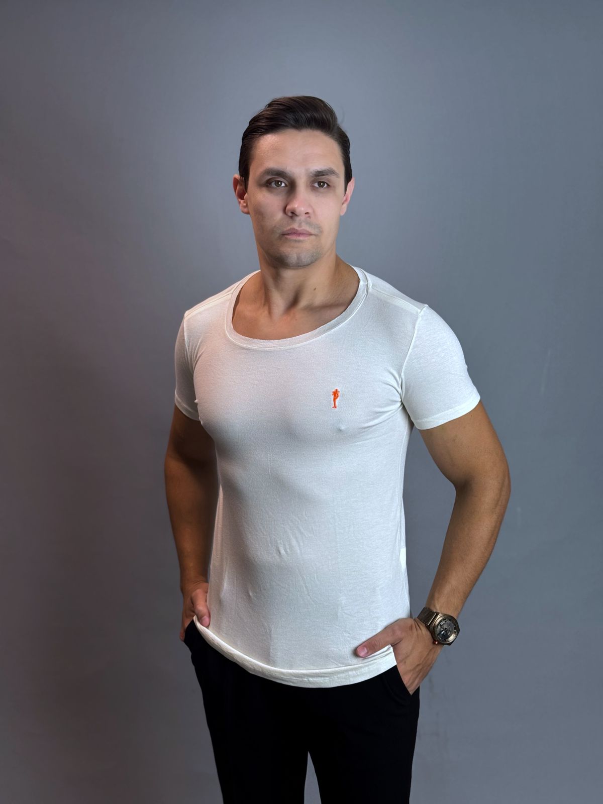 Camisa Gola Careca Masculina - Branca