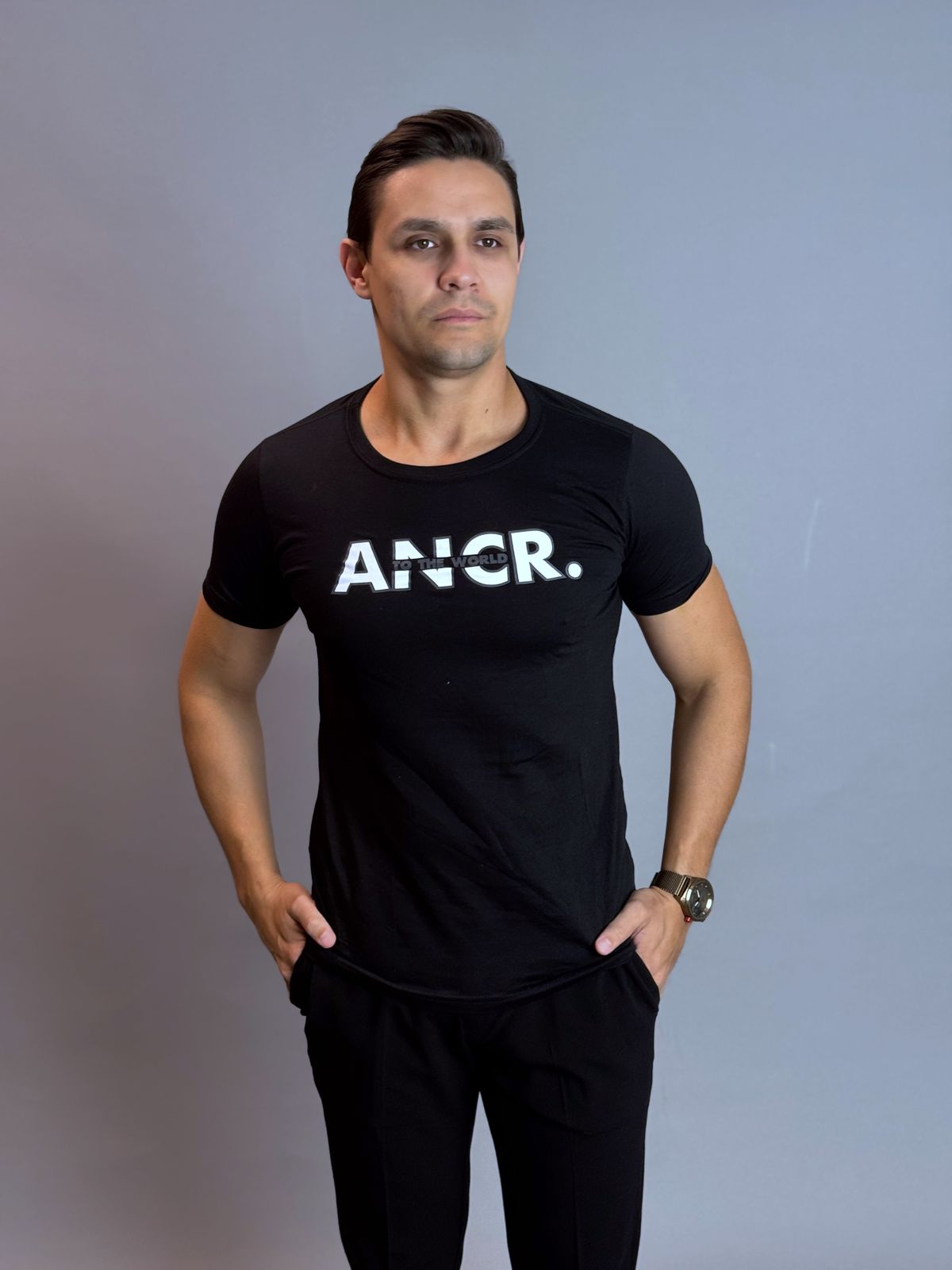 Camisa Gola Redonda - Preta ANCR.