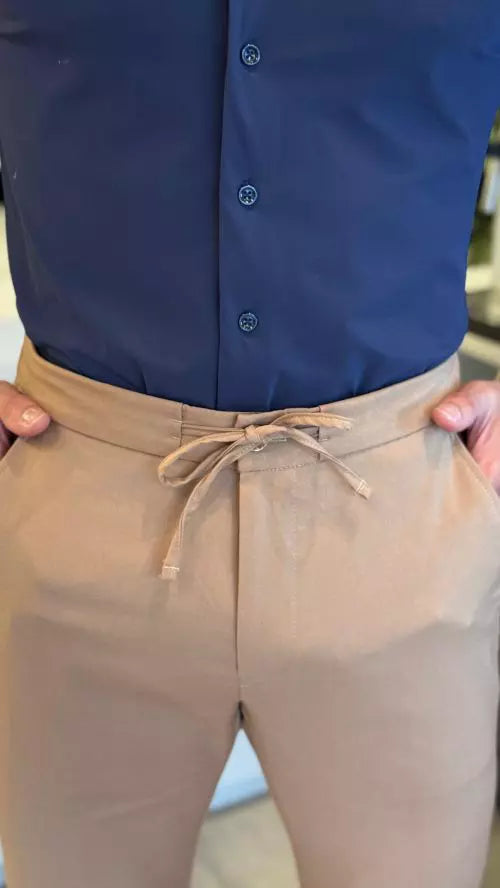 Calça Masculina Slim com Cadarço - Stretch