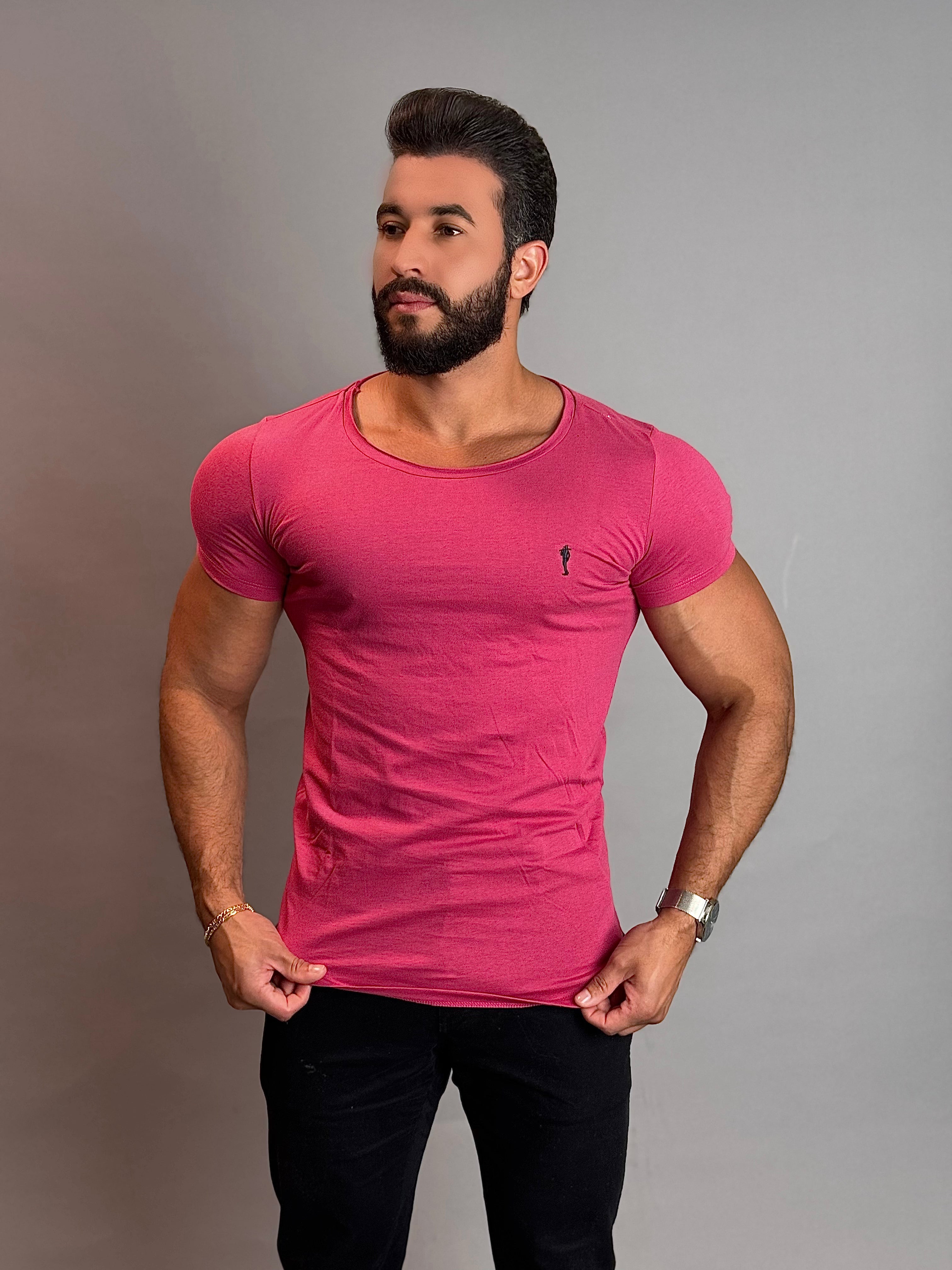 Camisa Gola Careca Masculina - Rosa