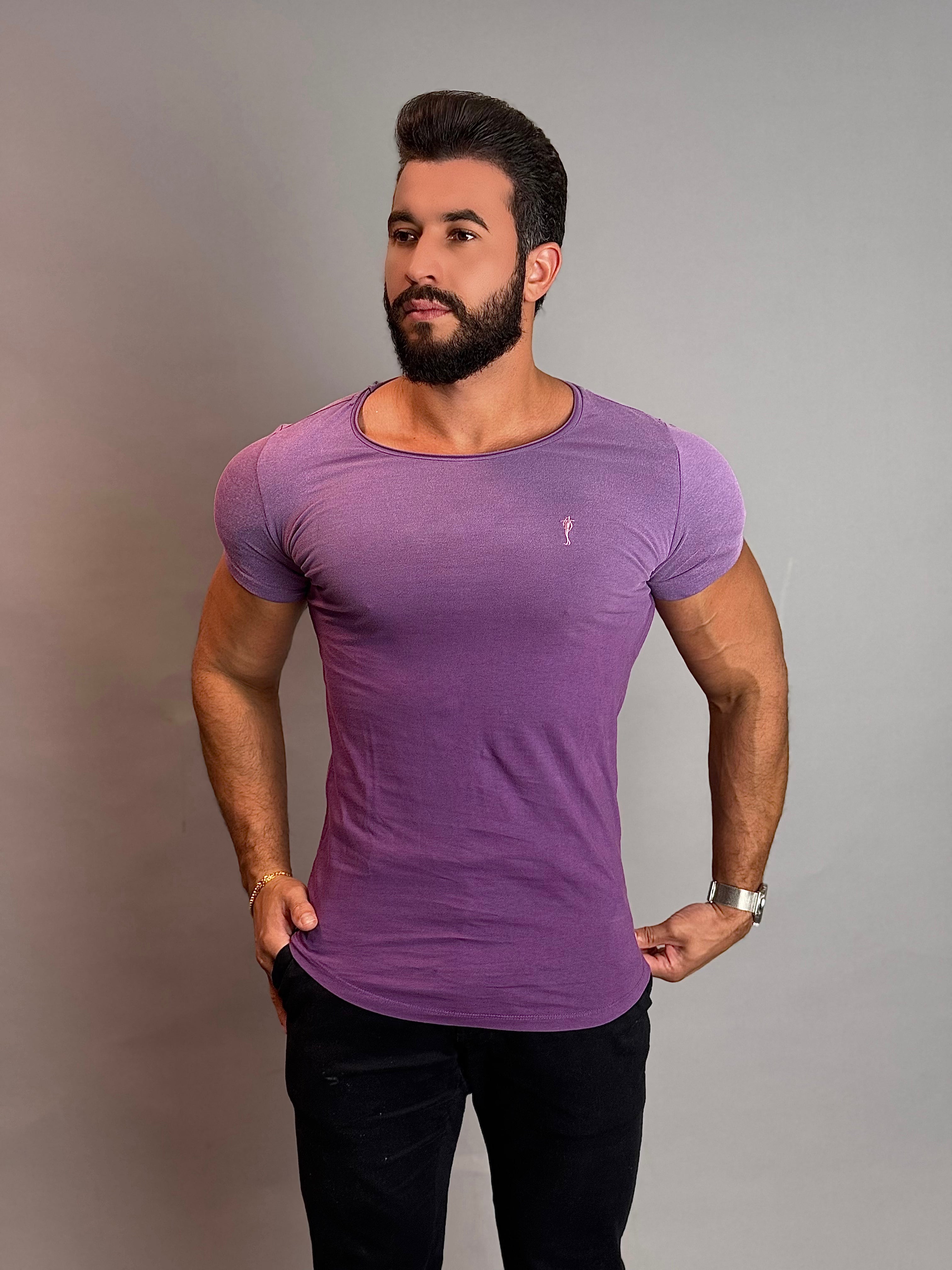 Camisa Gola Careca Masculina - Lilás