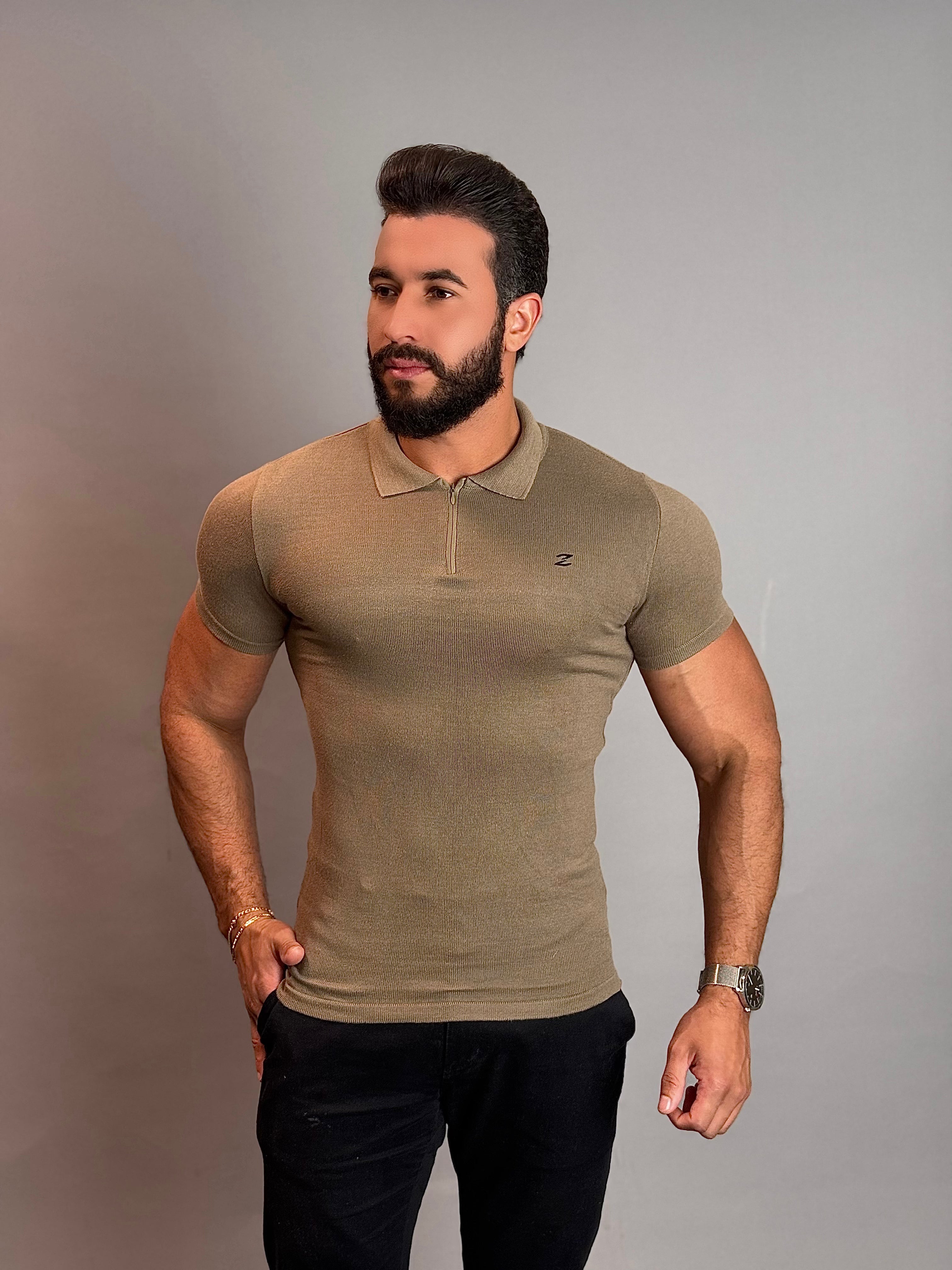 Camisa Gola Polo Masculina - Bege