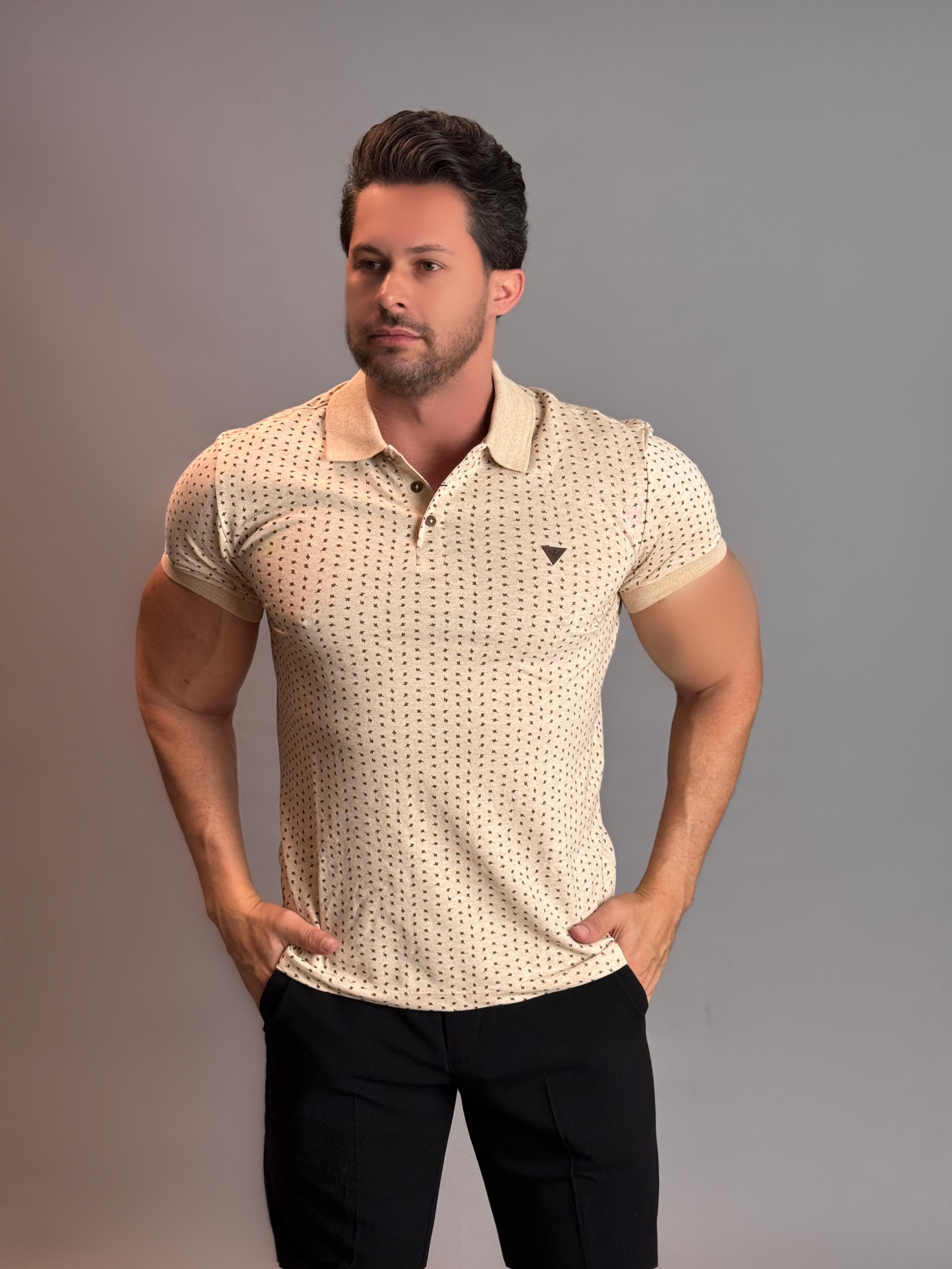 Camisa Gola Polo Masculina - Bege