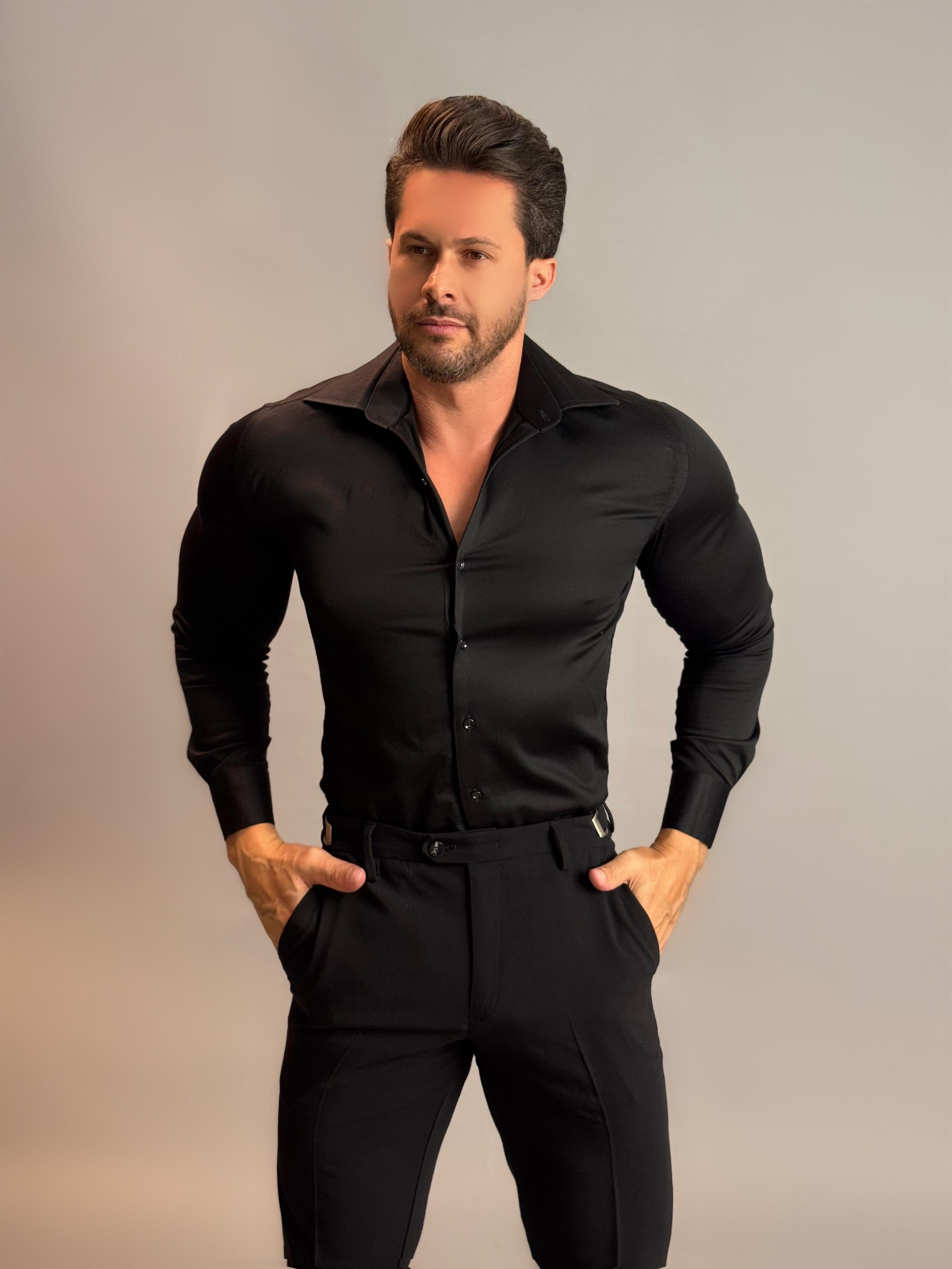 Camisa Social Slim Masculina Fio 100