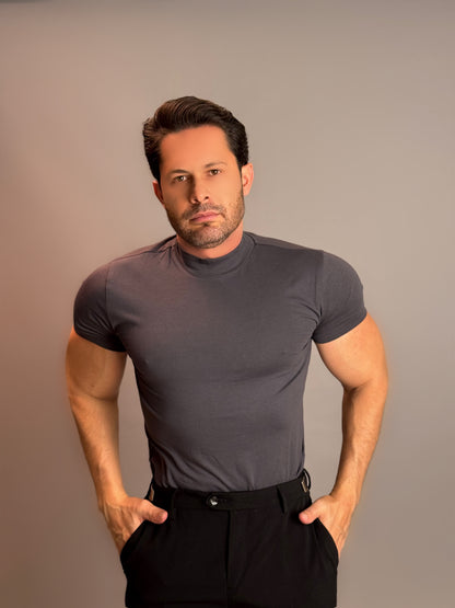 T-Shirt Masculina Gola Alta Techno Cotton