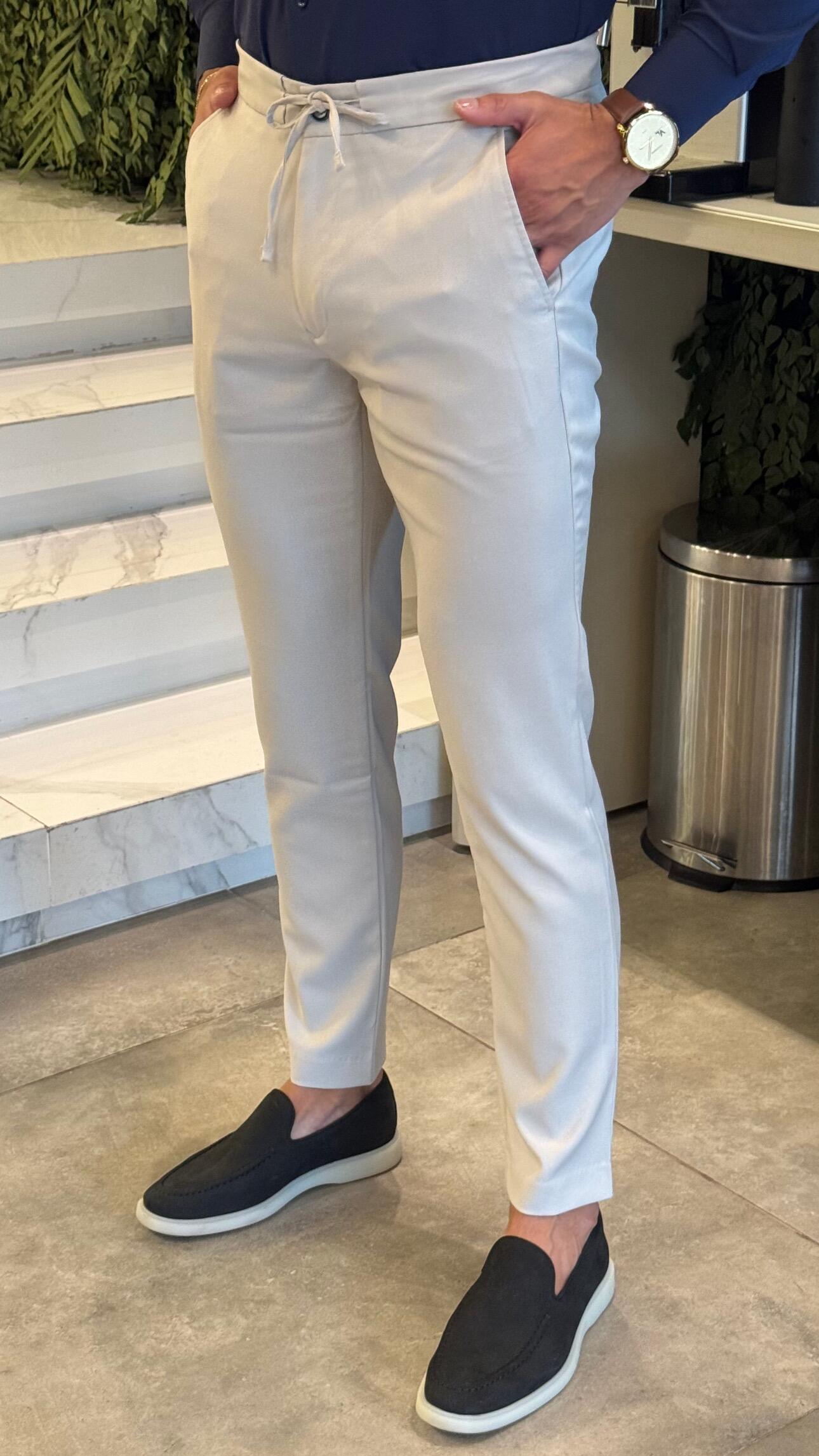 Calça Masculina Slim com Cadarço - Stretch