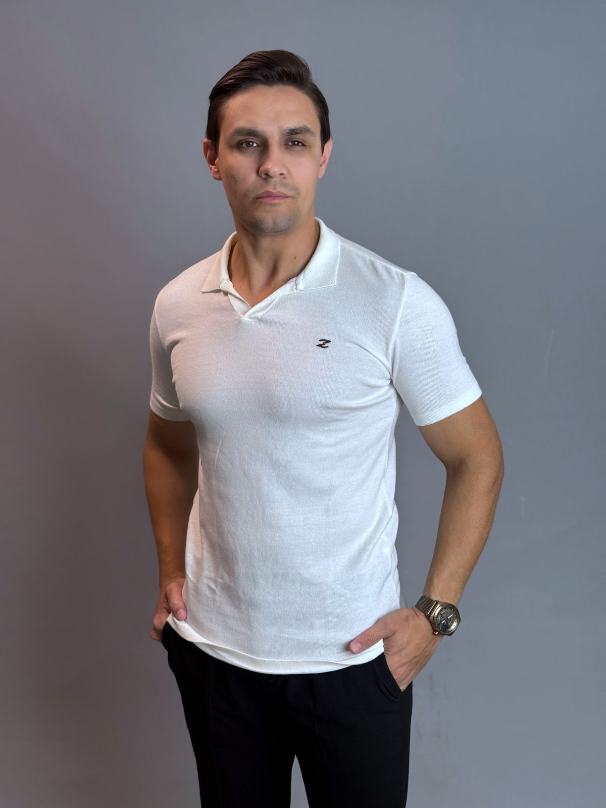 Camisa Gola Polo Masculina - Branca