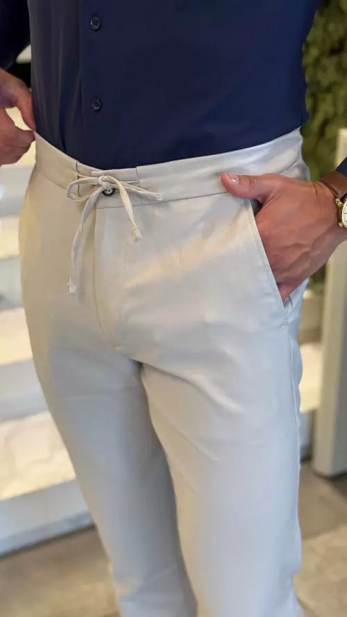 Calça Masculina Slim com Cadarço - Stretch