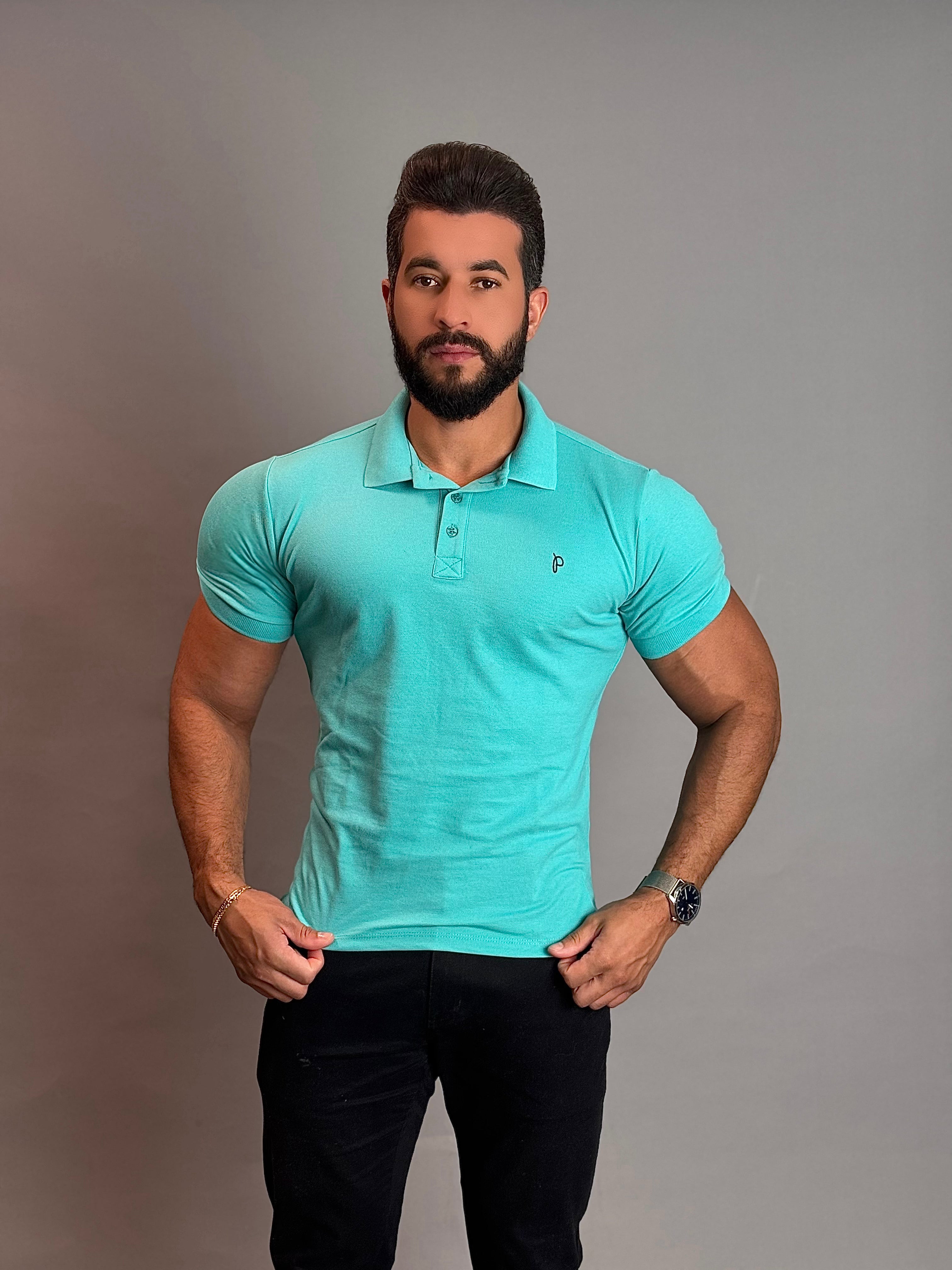 Camisa Gola Polo Masculina - Turquesa