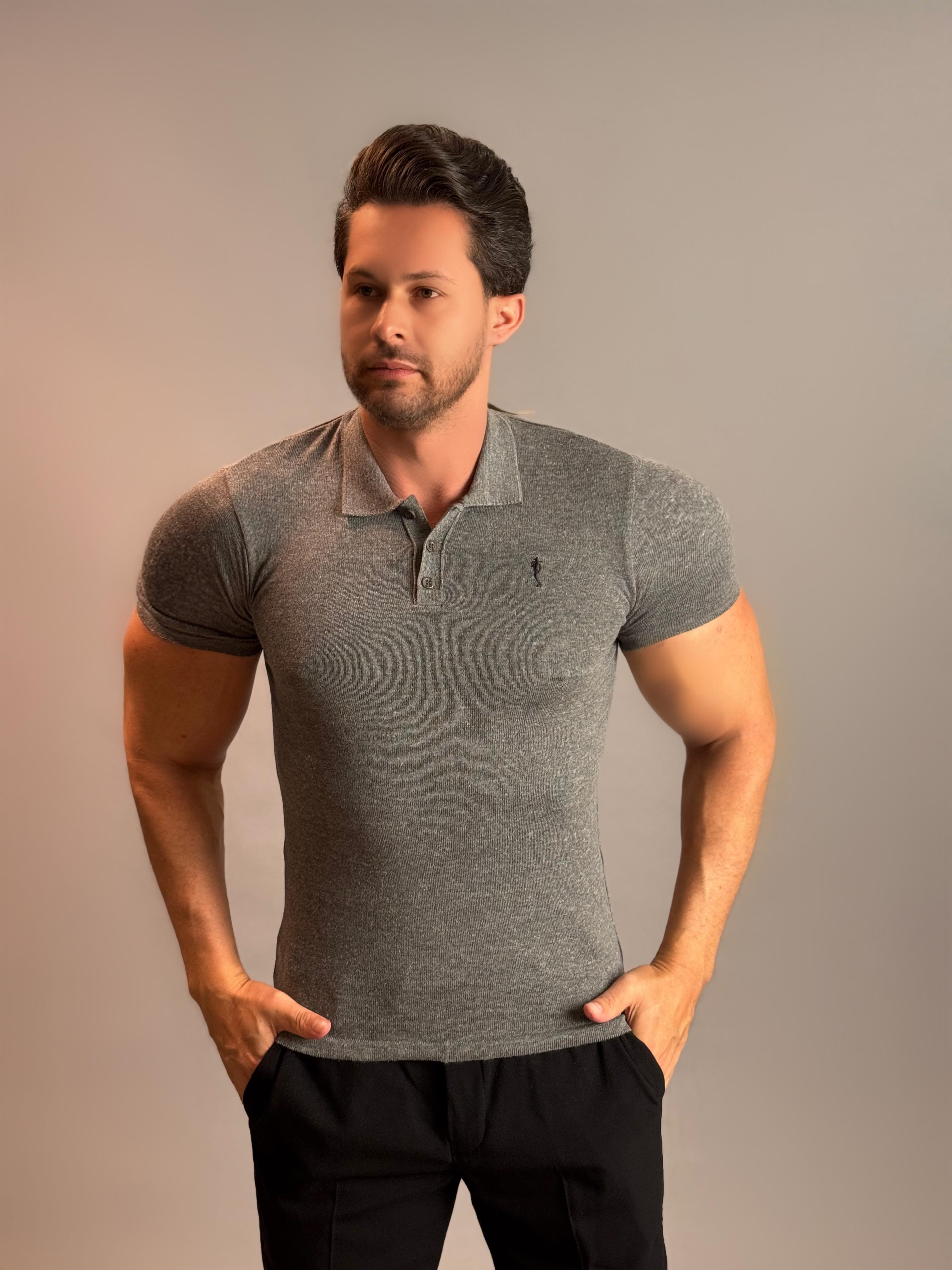 Camisa Gola Polo Masculina - Cinza
