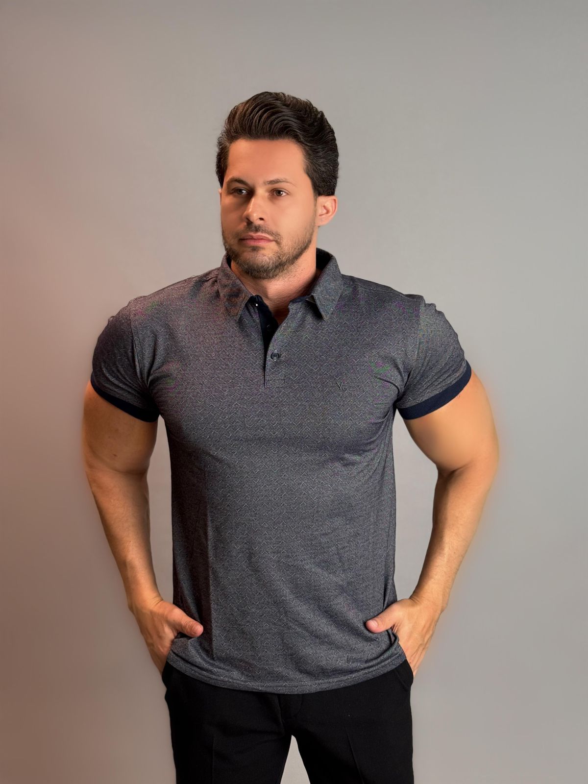 Camisa Gola Polo Masculina - Chumbo