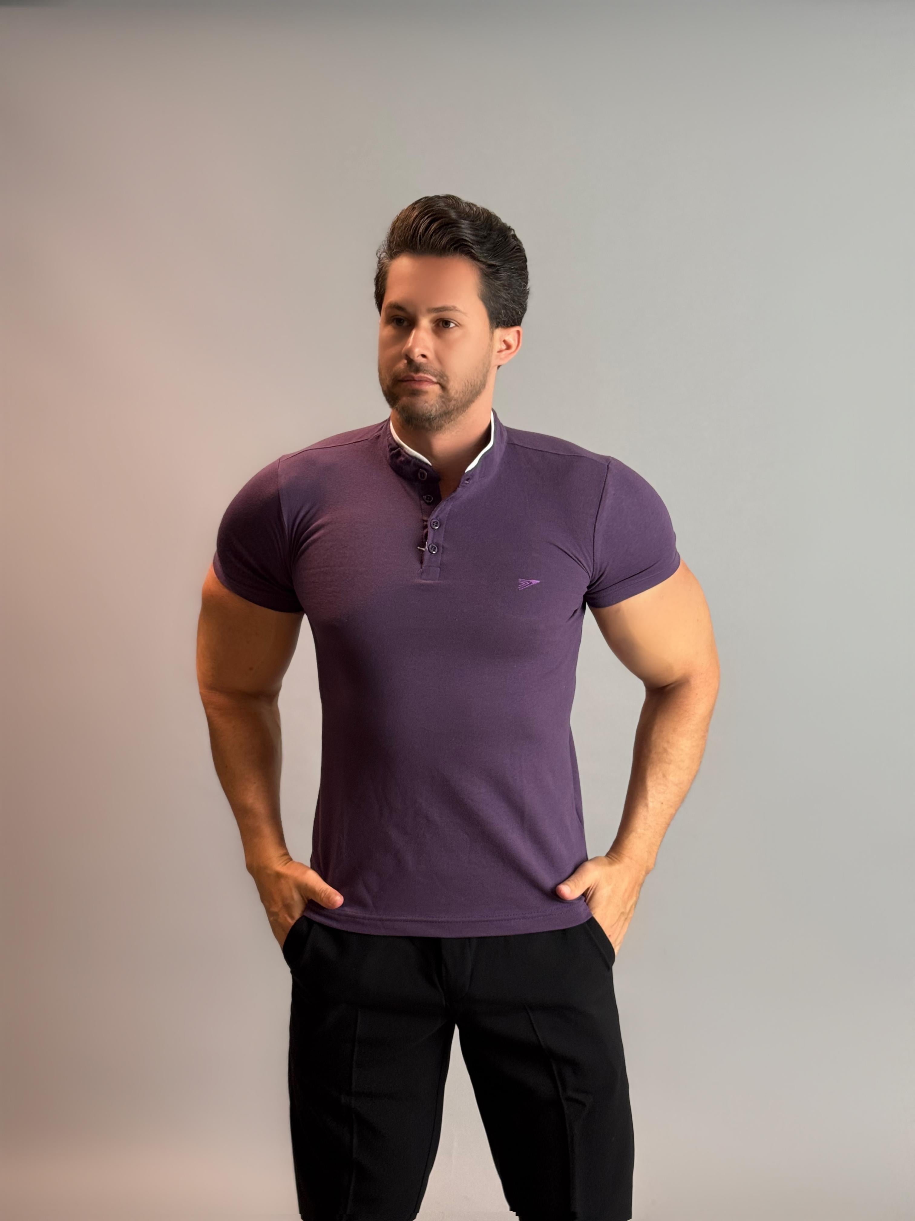 Camisa Gola Padre Masculina - Roxo