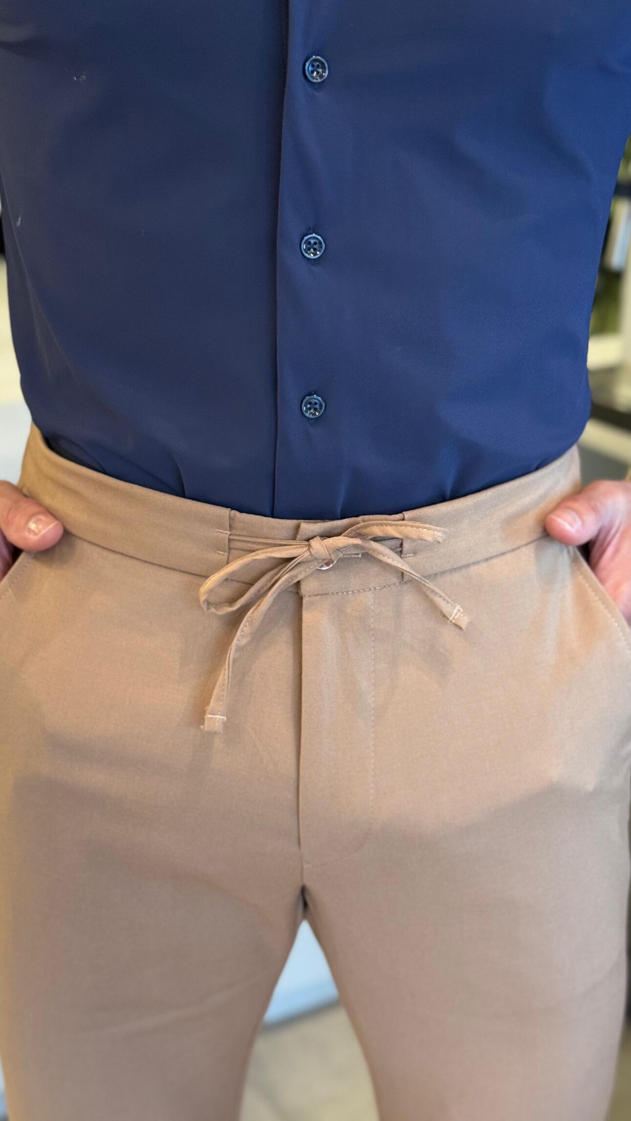 Calça Masculina Slim com Cadarço - Stretch