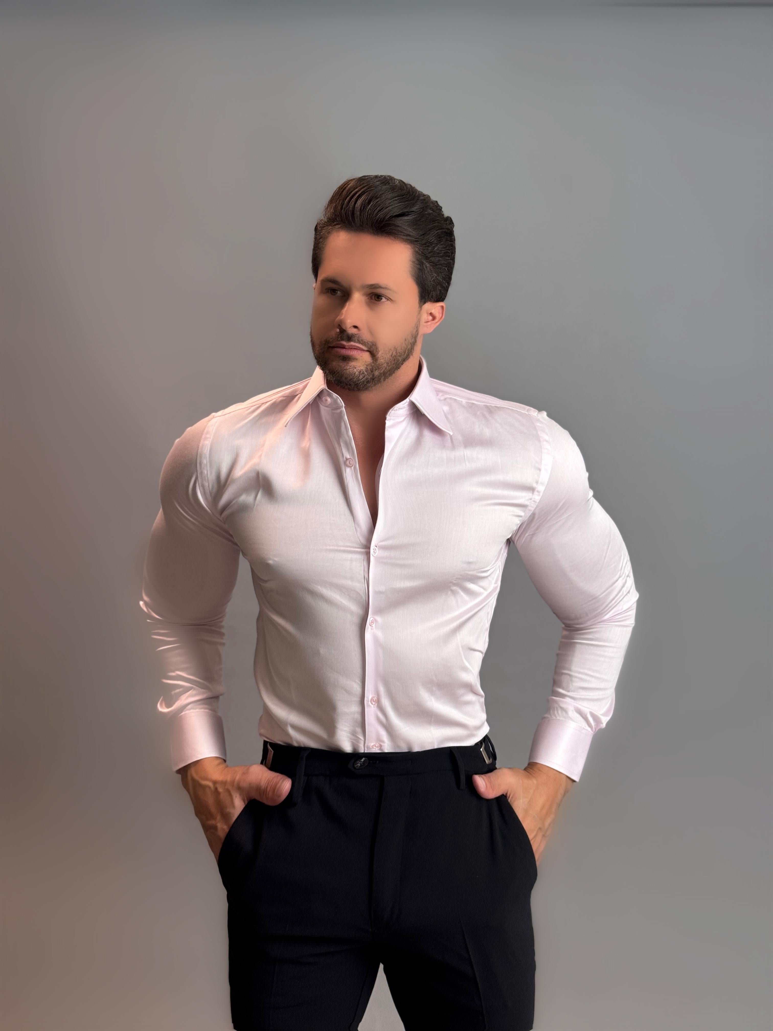 Camisa Social Slim Masculina Fio 100