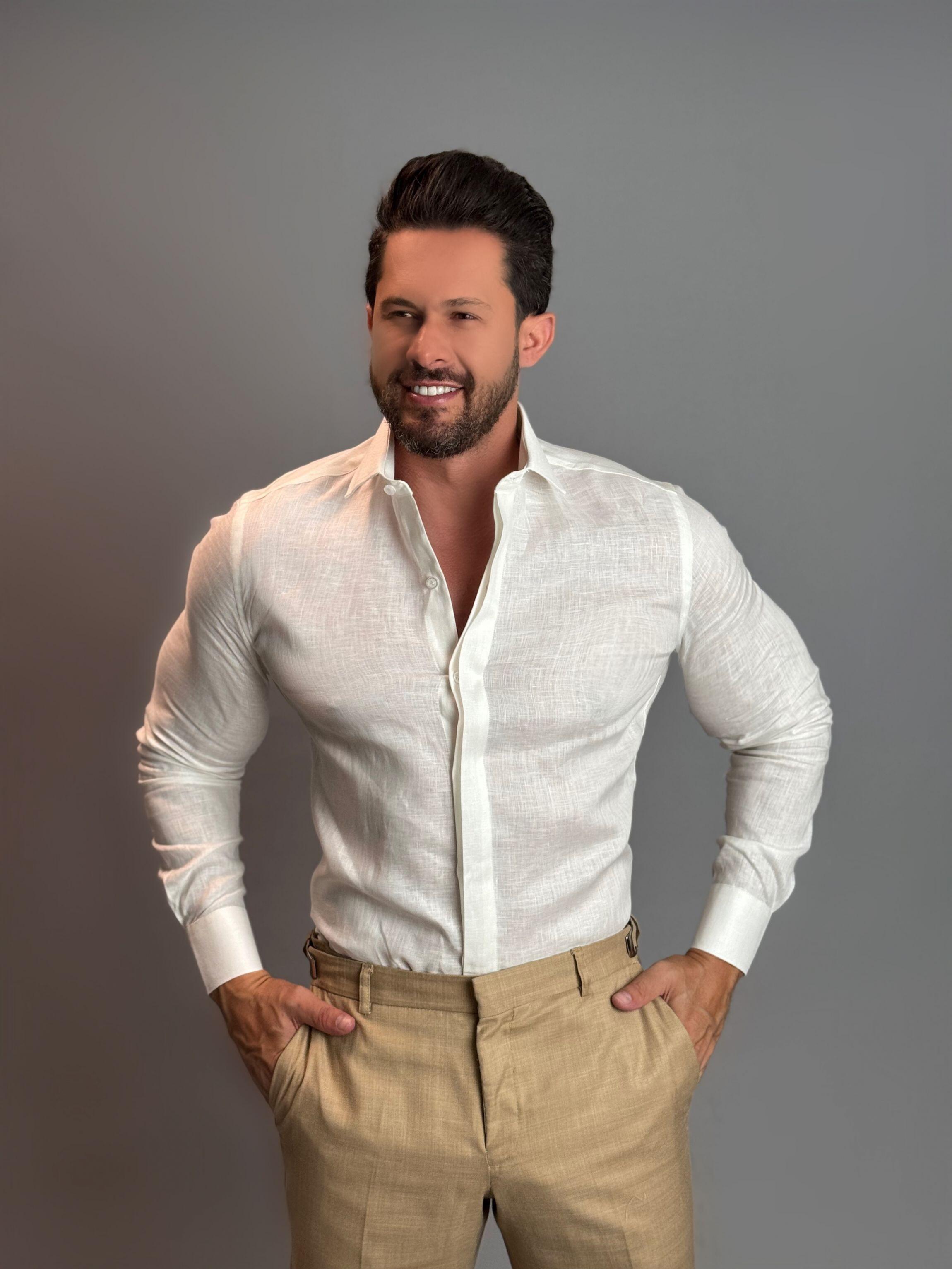 Camisa Social Slim Masculina 100% Linho