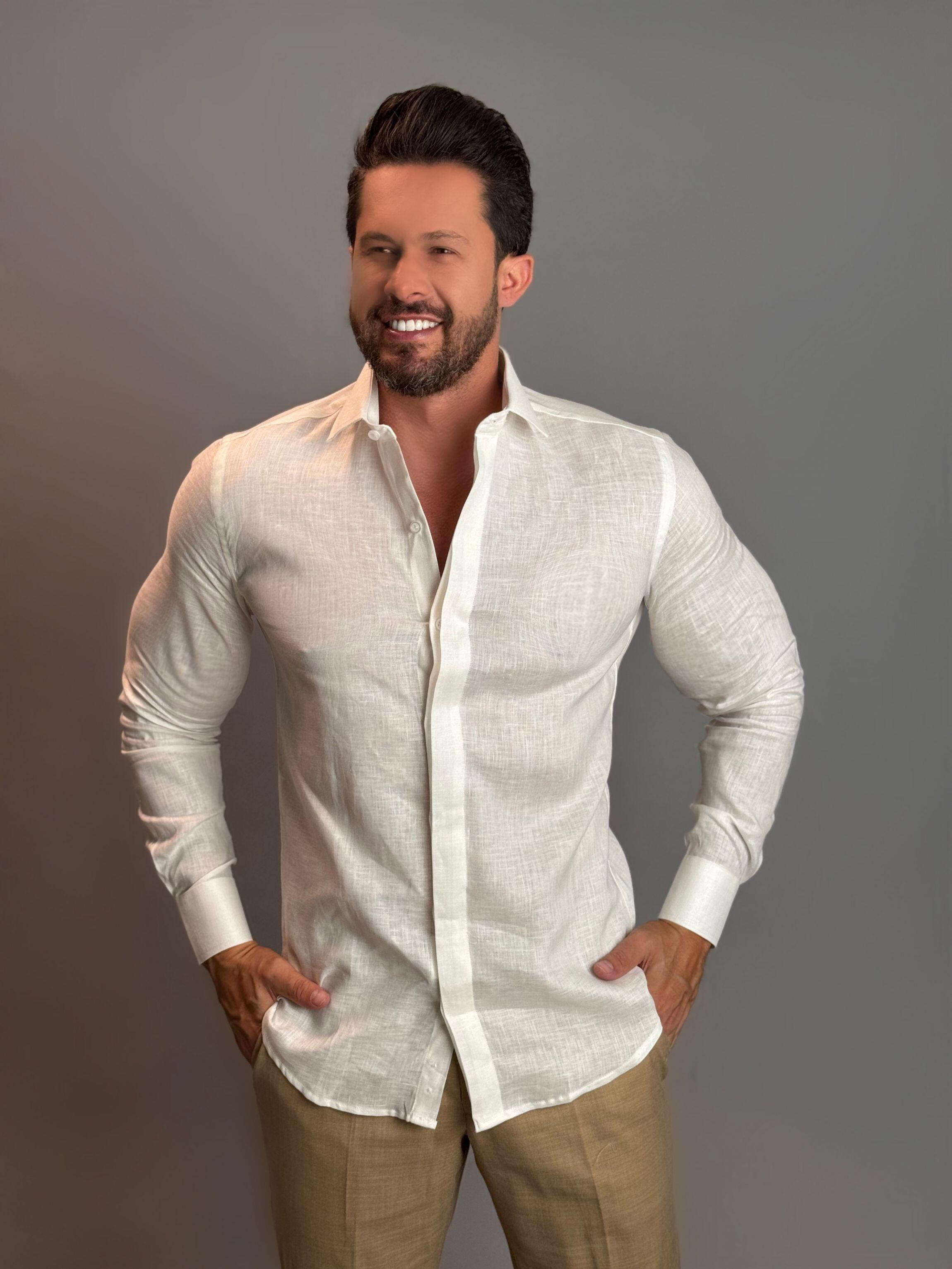 Camisa Social Slim Masculina 100% Linho