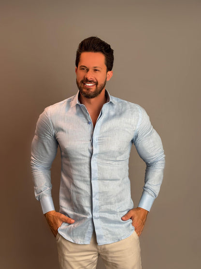 Camisa Social Slim Masculina 100% Linho
