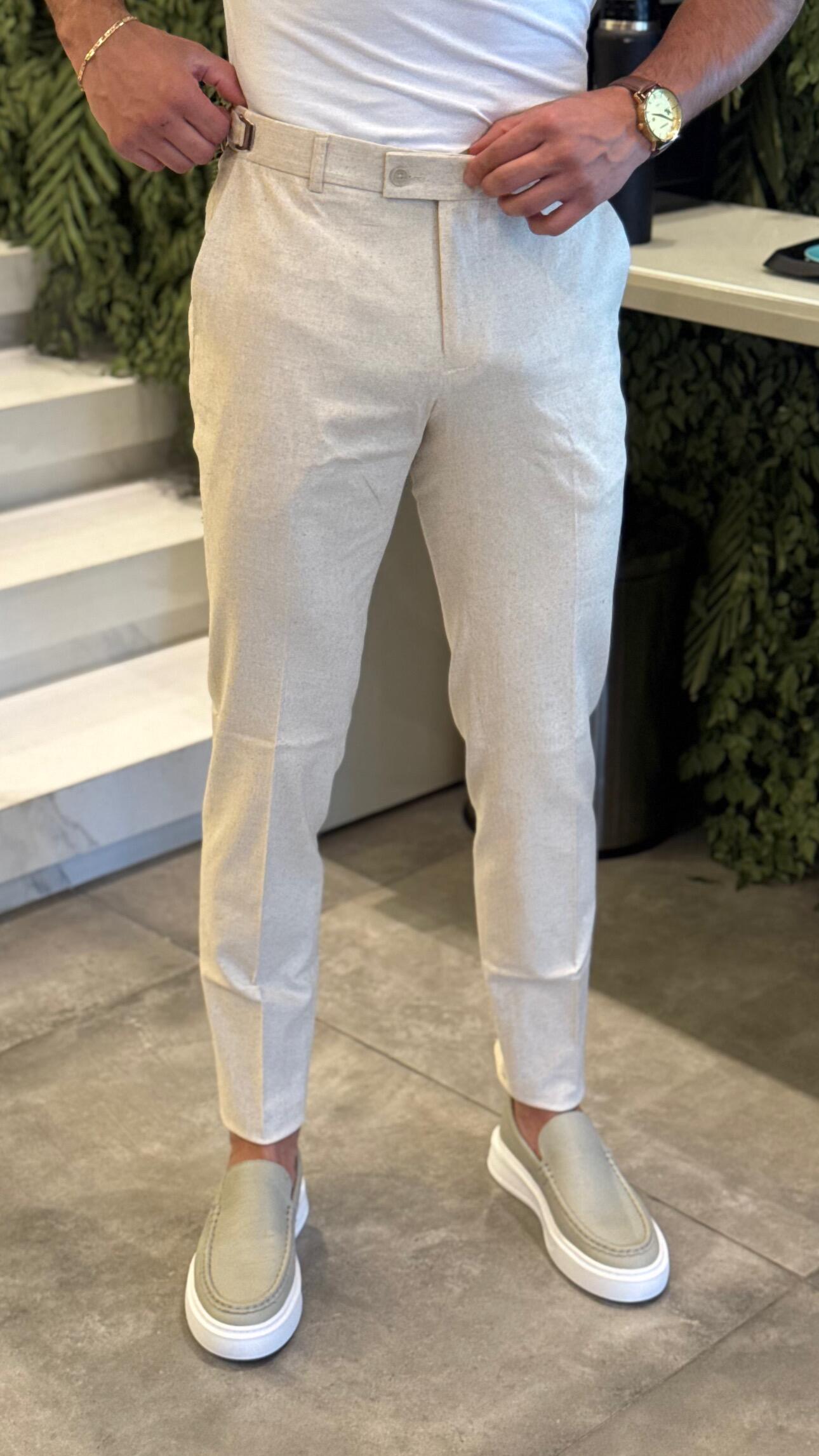 Calça Alfaiataria Masculina com regulagem - 100% linho