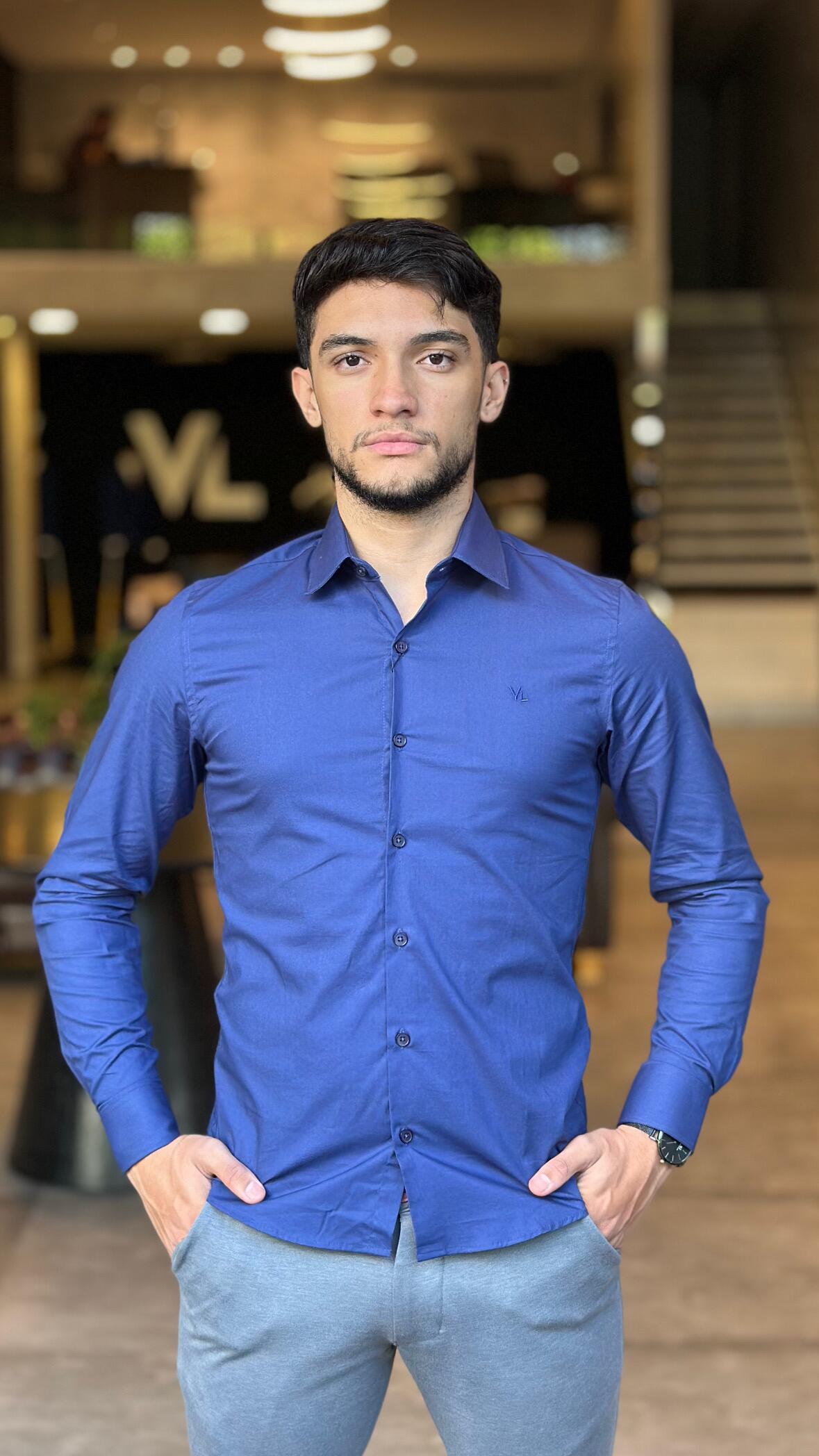 Camisa Social Slim Masculina Fio 60